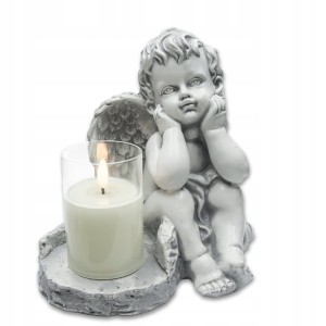 ZNICZ GIPSOWA FIGURKA NAGROBNA LAMPA LED 3XAAA