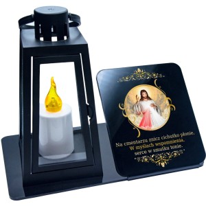 ZNICZ LED STATUETKA NA CMENTARZ GRÓB DUŻA WIECZNA LAMPKA
