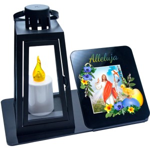 ZNICZ wielkanocny LED Statuetka NA Cmentarz GRÓB DUŻA Wieczna LAMPKA Alleluja Lampion WIELKANOCNY