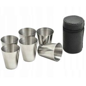 KIELISZKI TURYSTYCZNE ZESTAW KOMPLET W ETUI 6 SZTUK STALOWE 30ML