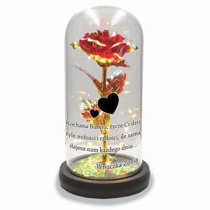 WIECZNA RÓŻA ŚWIECĄCA PREZENT NA DZIEŃ BABCI PERSONALIZOWANA