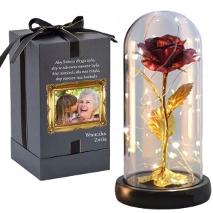 WIECZNA RÓŻA ŚWIECĄCA PREZENT NA DZIEŃ BABCI PERSONALIZOWANA ZE ZDJĘCIEM