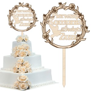 TOPPER NA TORT KOMUNIJNY PERSONALIZOWANY Pierwsza Komunia Św