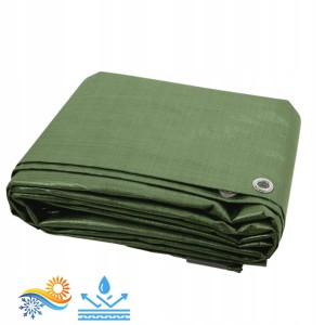 PLANDEKA ZIELONA 2x6m MATA SUPER MOCNA MEGA GRUBA Płachta Wodoodporna Osłona
