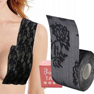 TAŚMA KORONKOWA SAMOPRZYLEPNA modelująca biust UNOSZĄCA PushUp BOOB TAPE czarna