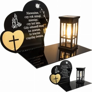  ZNICZ SOLARNY z Grawerem Wieczna Lampka Latarenka LED STATUETKA na GRÓB