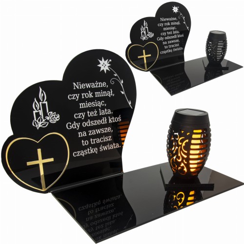 SOLARNY ZNICZ LED STATUETKA SERCE NA CMENTARZ GRÓB DUŻA