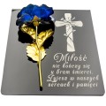 Podstawka na cmentarz GRAWEROWANY ZNICZ dekoracja na grób WIECZNA RÓŻA