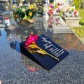 DEKORACJA na grób GRAWEROWANY ZNICZ podstawka na cmentarz RÓŻA DLA MAMY