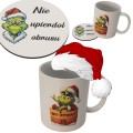 Zestaw Kubek i Podkładka pod kubek GRINCH zestaw świąteczny na stół białe