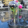 WIECZNA RÓŻA ŚWIECĄCA ZNICZ lampion LED dekoracja na grób na cmentarz
