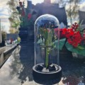 WIECZNA RÓŻA ŚWIECĄCA ZNICZ lampion LED dekoracja na grób na cmentarz