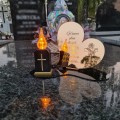 Znicz LED STATUETKA Złota NA CMENTARZ GRÓB DUŻA wieczna lampka nagrobna