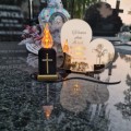Znicz LED STATUETKA Złota NA CMENTARZ GRÓB DUŻA wieczna lampka nagrobna