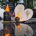 Znicz LED STATUETKA Złota NA CMENTARZ GRÓB DUŻA wieczna lampka nagrobna