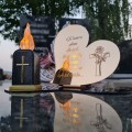 Znicz LED STATUETKA Złota NA CMENTARZ GRÓB DUŻA wieczna lampka nagrobna