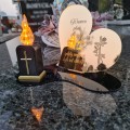 Znicz LED STATUETKA Złota NA CMENTARZ GRÓB DUŻA wieczna lampka nagrobna
