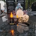 Znicz LED STATUETKA Złota NA CMENTARZ GRÓB DUŻA wieczna lampka nagrobna