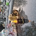 Znicz LED STATUETKA Złota NA CMENTARZ GRÓB DUŻA wieczna lampka nagrobna