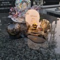 Znicz LED STATUETKA Złota NA CMENTARZ GRÓB DUŻA wieczna lampka nagrobna
