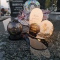 Znicz LED STATUETKA Złota NA CMENTARZ GRÓB DUŻA wieczna lampka nagrobna