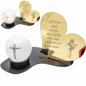 Znicz LED STATUETKA Złota NA CMENTARZ GRÓB DUŻA wieczna lampka nagrobna