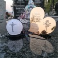 Znicz LED STATUETKA Złota NA CMENTARZ GRÓB DUŻA wieczna lampka nagrobna