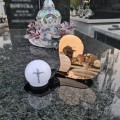 Znicz LED STATUETKA Złota NA CMENTARZ GRÓB DUŻA wieczna lampka nagrobna