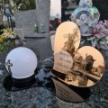 Znicz LED STATUETKA Złota NA CMENTARZ GRÓB DUŻA wieczna lampka nagrobna