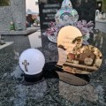 Znicz LED STATUETKA Złota NA CMENTARZ GRÓB DUŻA wieczna lampka nagrobna