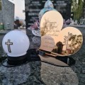 Znicz LED STATUETKA Złota NA CMENTARZ GRÓB DUŻA wieczna lampka nagrobna