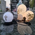 Znicz LED STATUETKA Złota NA CMENTARZ GRÓB DUŻA wieczna lampka nagrobna