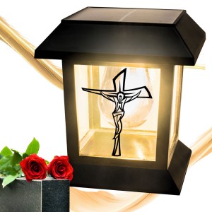 ZNICZ SOLARNY LED LAMPION NA GRÓB STATUETKA NA CMENTARZ Z KRZYŻEM Dzień  Mamy Taty dla Babci Dziadka