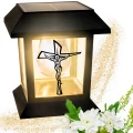 ZNICZ SOLARNY LED LAMPION NA GRÓB STATUETKA NA CMENTARZ Z KRZYŻEM