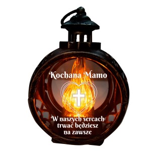 ZNICZ DLA MAMY LATARENKA OKRAGŁA na grób LED STATUETKA NA CMENTARZ