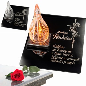ZNICZ DLA RODZICÓW podstawka na cmentarz grób PŁOMIEŃ LED wieczny lampion