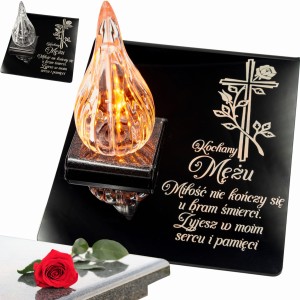 ZNICZ DLA MĘŻA na Cmentarz Grób PŁOMIEŃ LED wieczny Lampion Podstawka 