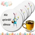PODKŁADKI POD KUBEK KUBKI WIELKANOC Zając Dekoracja Śmieszne Święta 6szt