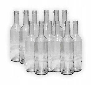 12 X BUTELKA NA WINO NALEWKI 0,75L BIAŁA Zestaw ALKOHOL Komplet