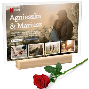 RAMKA ZE ZDJĘCIEM NA SZKLE AKRYLOWYM NETFLIX PERSONALIZOWANY PREZENT Historia Miłosna 
