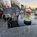 DEKORACJA na grób GRAWEROWANY ZNICZ podstawka na cmentarz RÓŻA DLA TATY