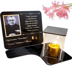 ZNICZ LED Statuetka Ze Zdjęciem Cmentarz GRÓB dla Mamy Taty Babci Dziadka