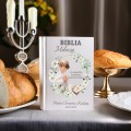 Pamiątka Komunia Chrzest BIBLIA PISMO ŚW nadruk z imieniem OD CHRZESTNEJ