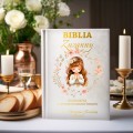 Pamiątka Komunia Chrzest BIBLIA PISMO ŚW nadruk z imieniem OD CHRZESTNEJ