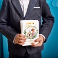 Pamiątka Komunia Chrzest BIBLIA PISMO ŚW nadruk z imieniem OD CHRZESTNEJ