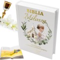 Pamiątka Komunia Chrzest BIBLIA PISMO ŚW nadruk z imieniem OD CHRZESTNEJ