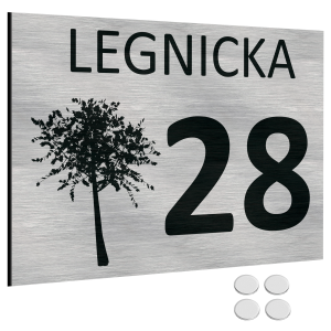 TABLICZKA Z NUMEREM NA DOM TABLICA ADRESOWA Aluminiowa Numer Domu Adresówka UVP-153-SIL-TER-T