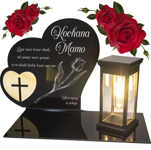 ZNICZ SOLARNY z Grawerem Wieczna Lampka Latarenka LED STATUETKA dla mamy