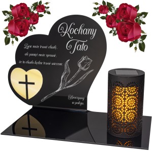 ZNICZ SOLARNY z Grawerem Wieczna Lampka Latarenka LED STATUETKA dla taty