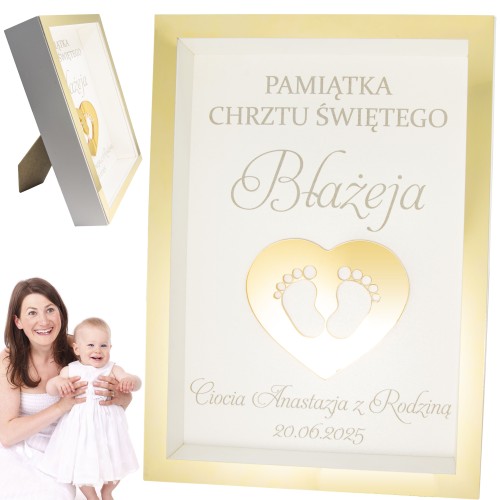Prezent na chrzest święty PAMIĄTKA CHRZTU ŚWIĘTEGO personalizowany STOPY